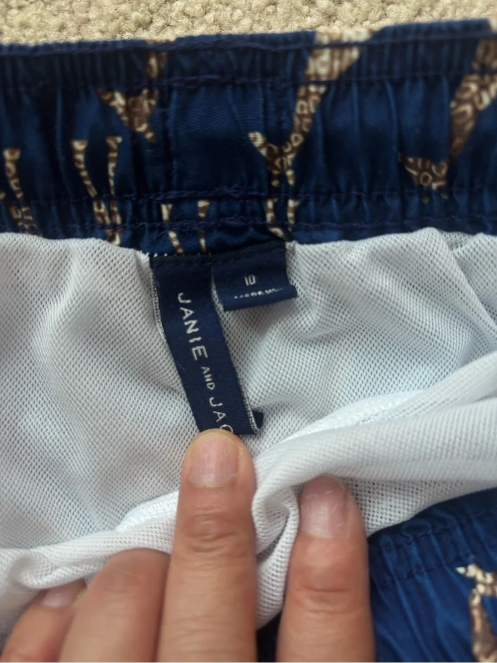 Janie and Jack Navy Giraffe Print Short & Floral Drawstring Short